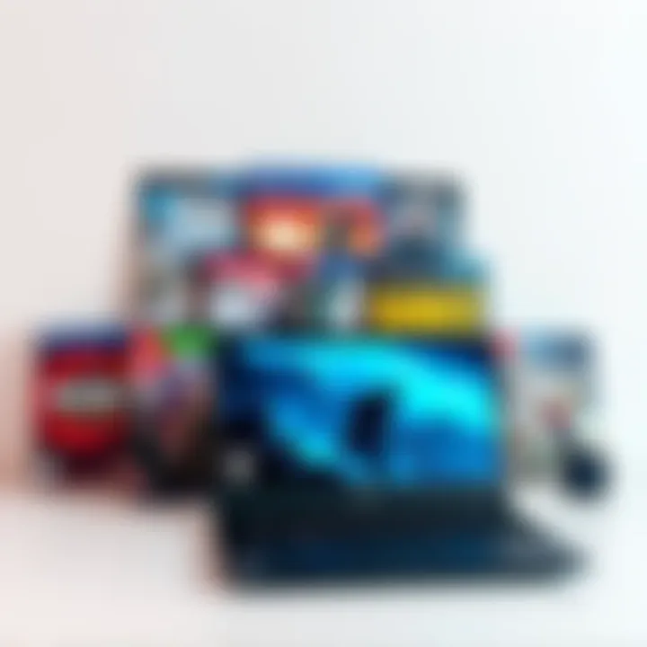 A group of popular video game covers suitable for Intel i3 11th generation laptops, arranged in a visually appealing layout on a clean desktop background.