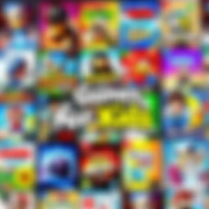 A collection of colorful video game covers suitable for a 10-year-old, showcasing various game genres like adventure and puzzles.