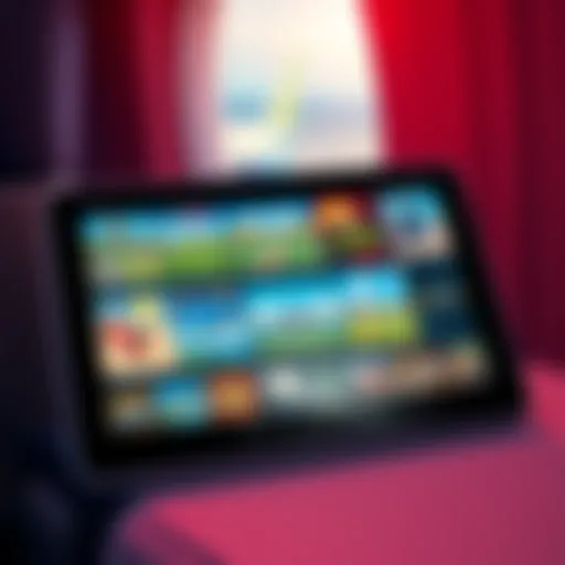 A collection of popular offline games displayed on a tablet with a travel setting, including a plane window view in the background.