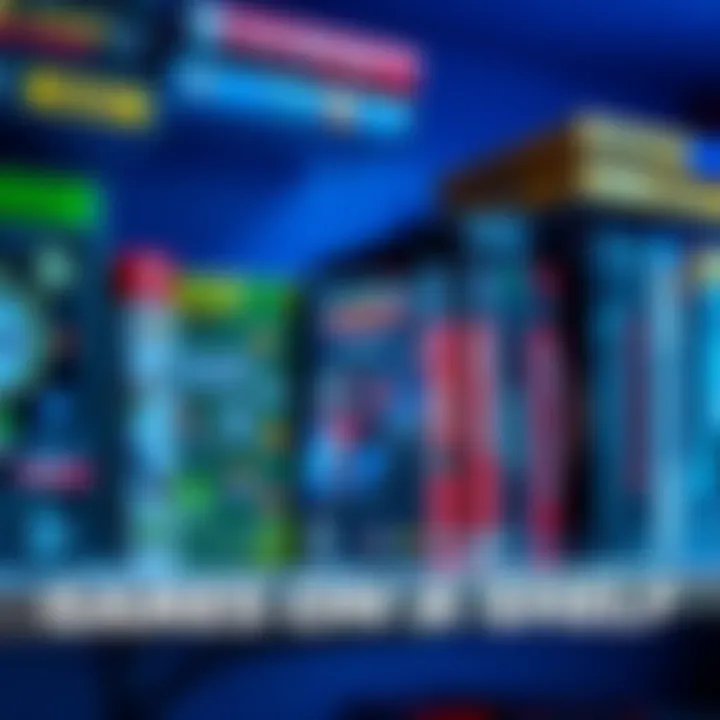 A collection of video game boxes arranged on a shelf, some covered in dust, symbolizing neglected games waiting to be played.