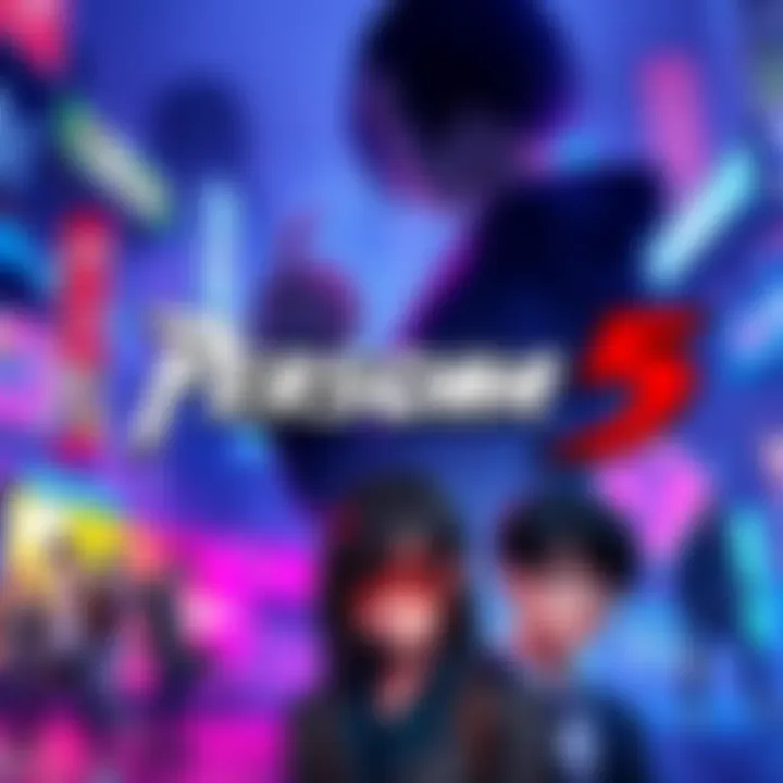 A collection of video game covers featuring colorful graphics and characters reminiscent of Persona 5, highlighting character interactions and Japanese settings.