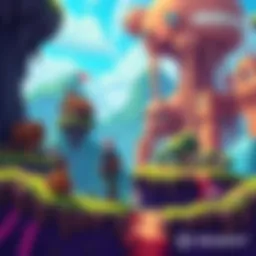 A collection of colorful game scenes featuring characters exploring different worlds with advanced physics