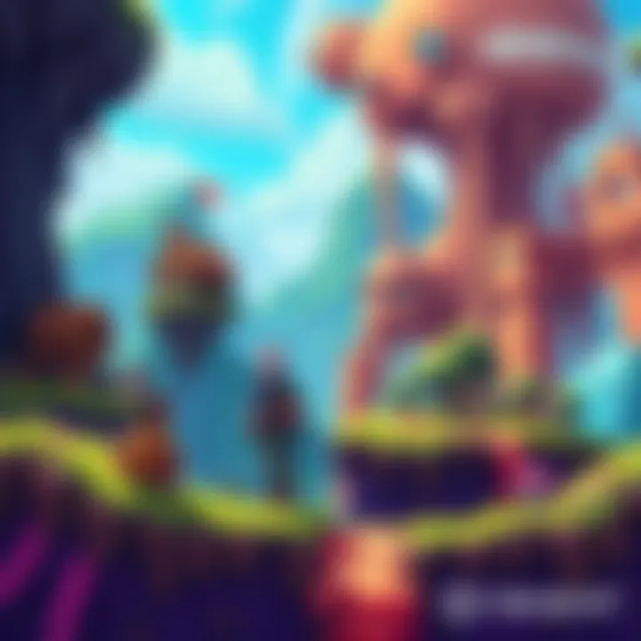 A collection of colorful game scenes featuring characters exploring different worlds with advanced physics