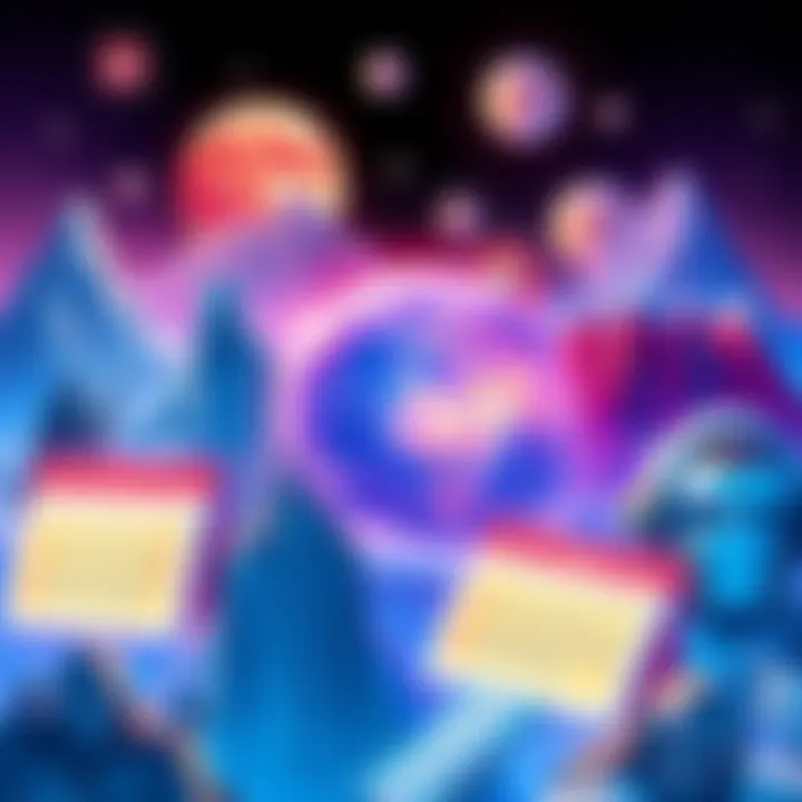 A colorful representation of different game worlds with unique in-game calendars overlaying them, showcasing their diversity and features.