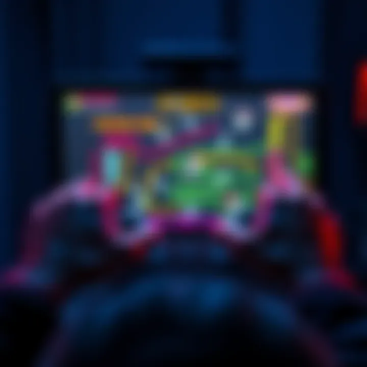 A gamer struggling with unconventional game controls on screen, showcasing inverted inputs and confusing mechanics.