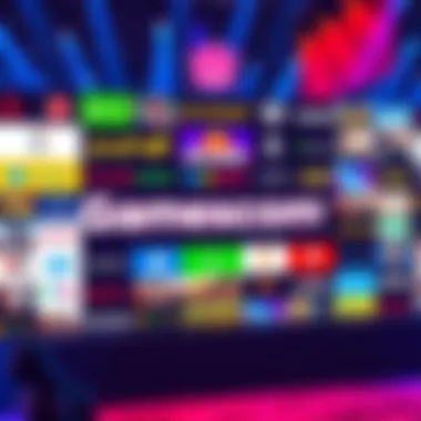 A vibrant display of various video game titles featured at Gamescom 2026, highlighting AI-generated content in gaming, with logos of diverse games including Zoopunk and PUBG Once Human visible.