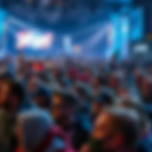 A lively crowd at Gamescom reacting to game announcements about EXODUS and the Witcher series.
