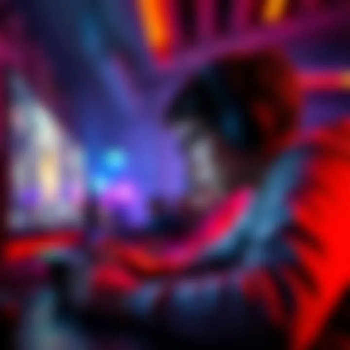 A player focused on their screen during a thrilling gaming session, capturing the intensity of gameplay.