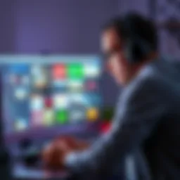 A gamer exploring various gaming options on a computer, showing games and accessories instead of new consoles