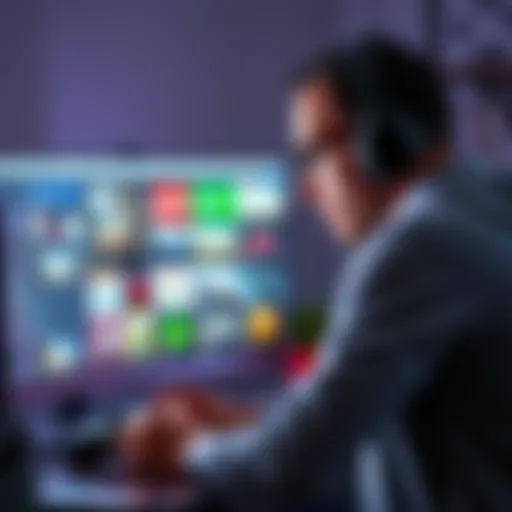 A gamer exploring various gaming options on a computer, showing games and accessories instead of new consoles