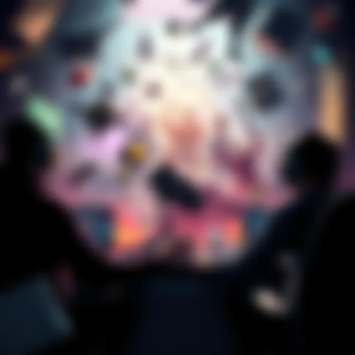 A chaotic scene during a gaming session showing players in a heated argument with props scattered around