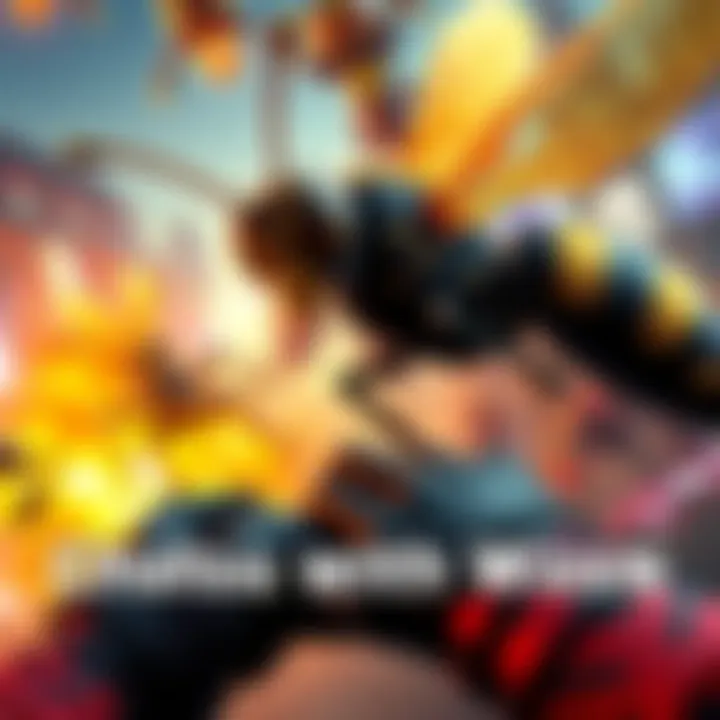 A player controlling a wasp character in a colorful game environment, buzzing around and causing chaos among larger creatures.