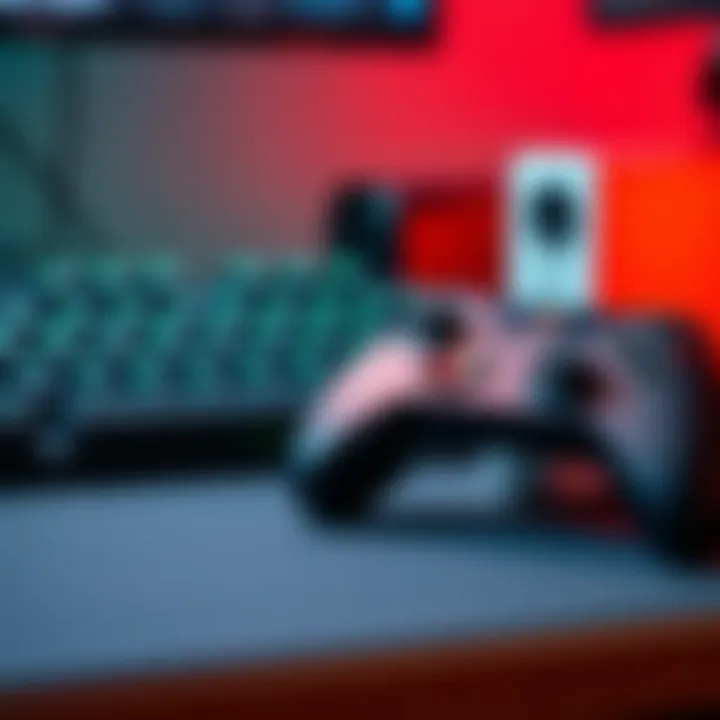 A gaming keyboard next to a controller, showing the choice between input methods