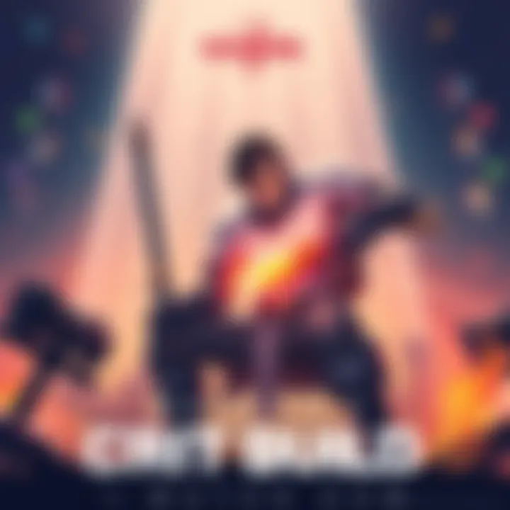 An illustration of a character strategizing in a game, showcasing a crit build mentality with weapons and stats on display.