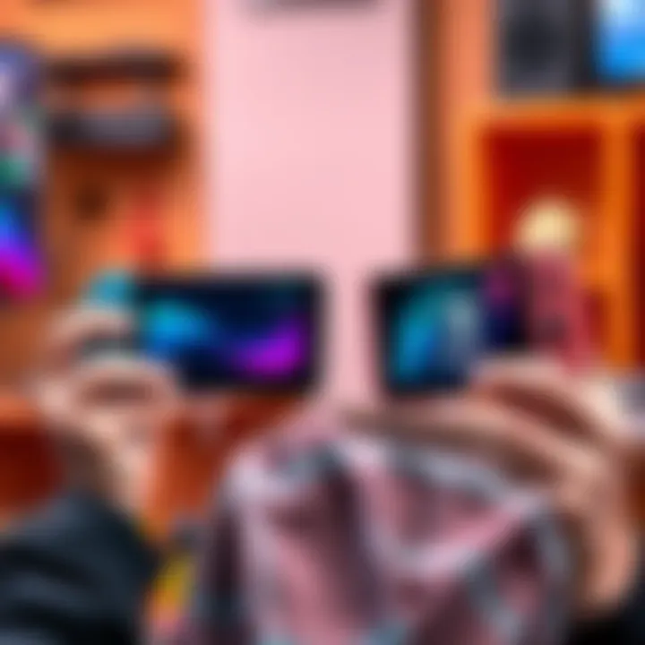 A gamer holds both the Steam Deck OLED and Nintendo Switch 2, comparing them for mobile gaming.