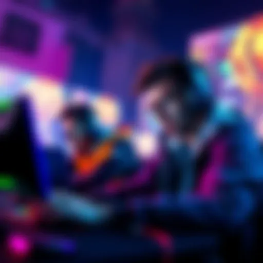 Two gamers focused on their screens, ready to team up for competitive challenges in action-packed gameplay.