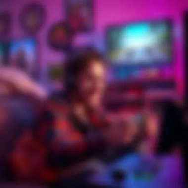 Gaming Fun Time A person enjoying a gaming session, surrounded by family photos and a console, capturing the joy of balancing family and gaming.