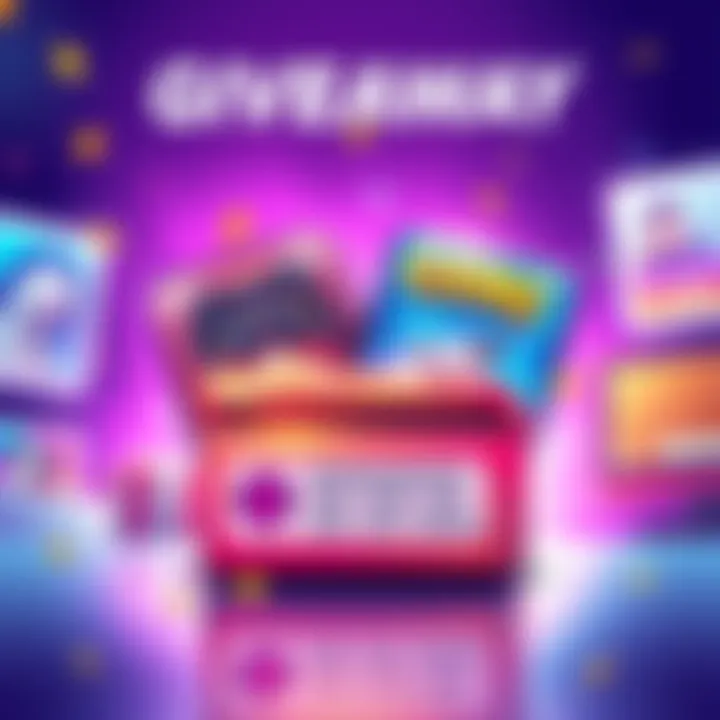 Colorful illustration promoting a gaming giveaway with two game icons and a comment box