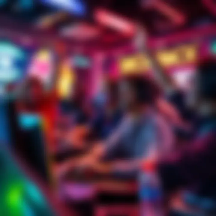 A group of gaming operators celebrating after leveling up with new skills and strategies in a vibrant game environment.