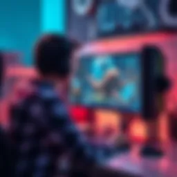 A gamer looking at their computer screen while playing Subnautica 2 with performance upgrades visible on the desk.