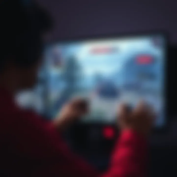 A gamer adjusting view distance settings on a computer screen, enhancing game visuals for better visibility of distant objects.