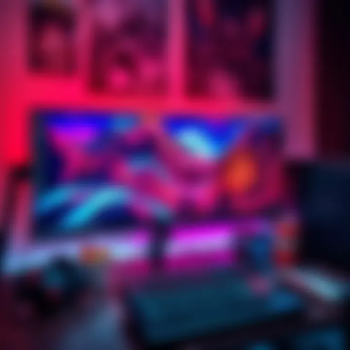 A gaming computer screen showcasing vibrant graphics enhanced by a reshade preset, with headphones and snacks nearby.