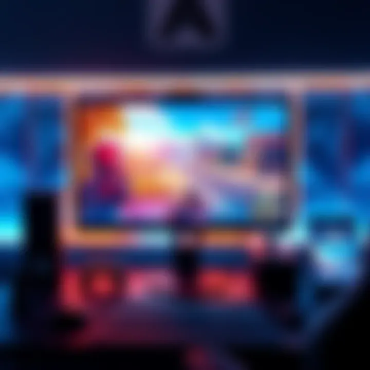 Gaming Setup with High FPS A modern gaming setup showing a computer monitor displaying a vibrant game scene with smooth graphics, highlighting the importance of high frame rates for an immersive experience.