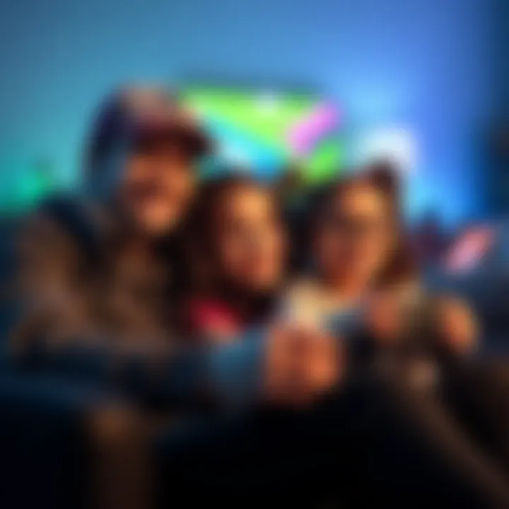 A gamer and a young girl playing video games on an Xbox, smiling and sharing a fun experience together.