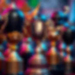A close-up of gaming trophies with a platinum trophy standing out, highlighting the discussion on multiplayer trophies