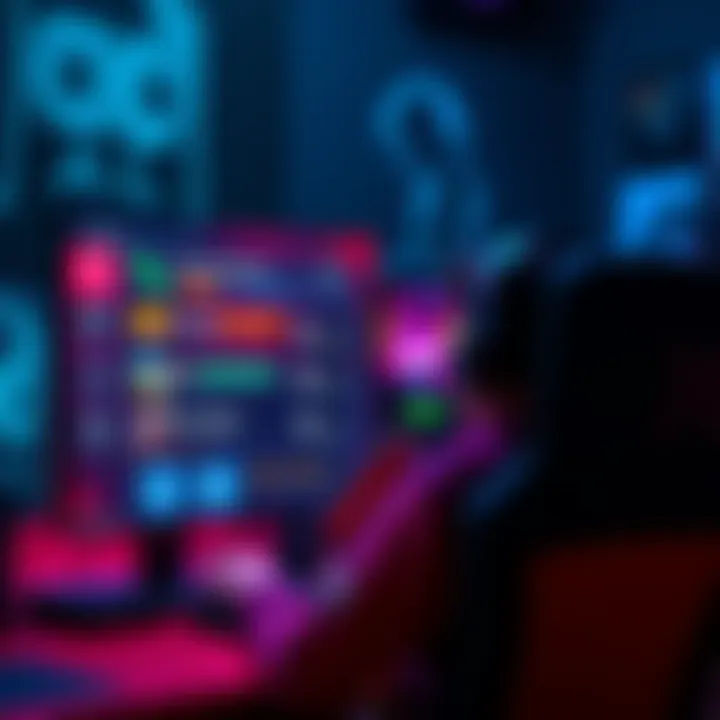 A gamer sitting at a computer, focused on a competitive gaming screen showing Ranked XP requirements and skill levels.