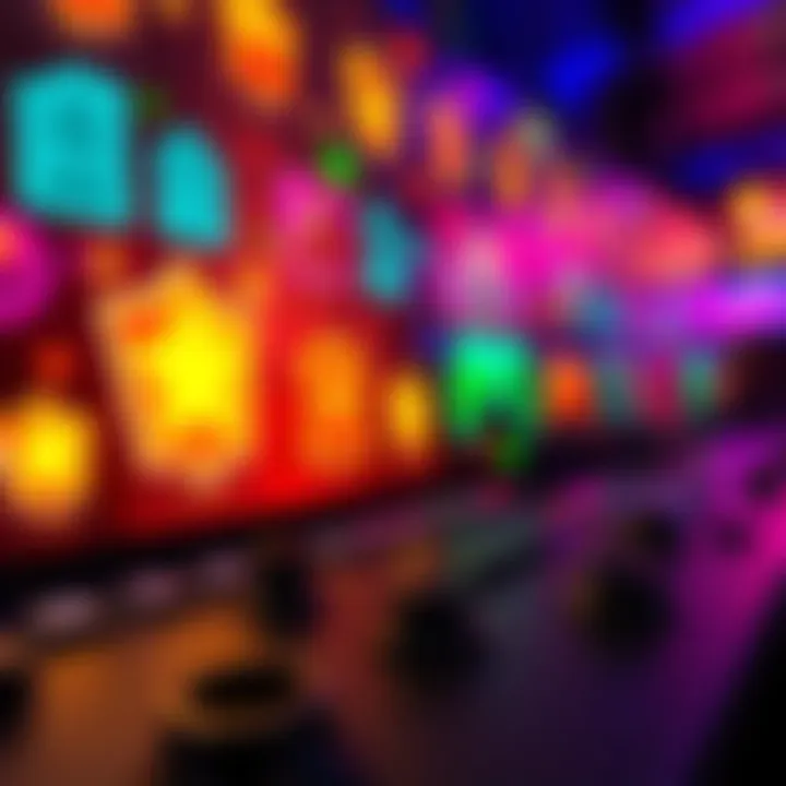 A vibrant display of gaming achievements in various colors, showcasing fun and rewarding milestones from different video games.
