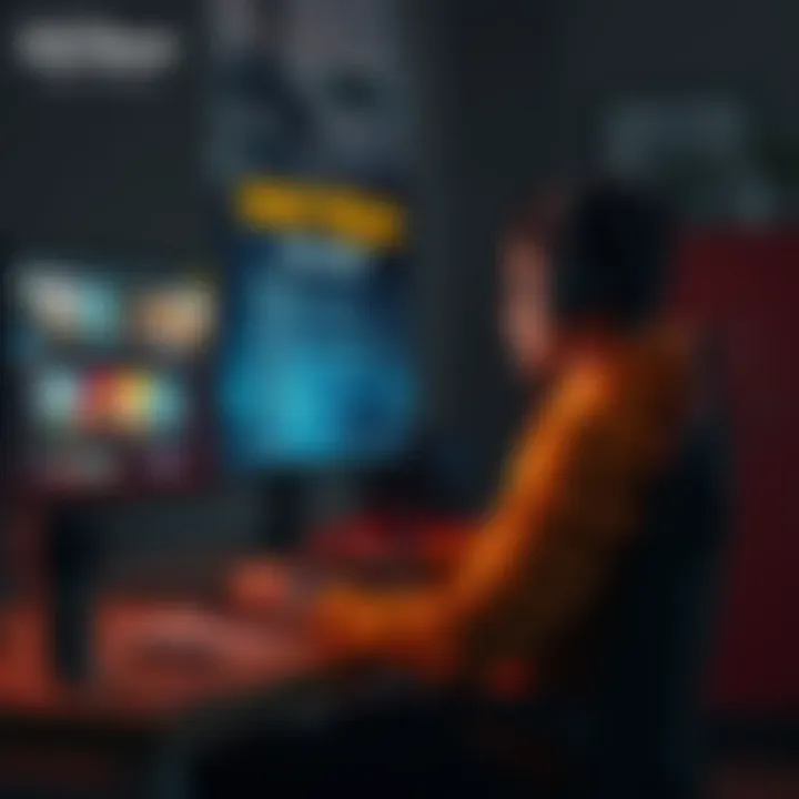 A player sitting at a gaming desk, looking at a list of classic Ghost Recon games on a computer screen, contemplating their next gaming choice.