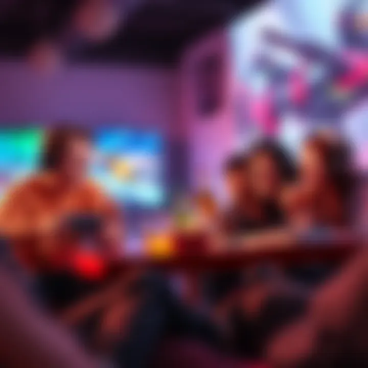 Solo and Co-op Gaming Alternatives A group of friends enjoying a video game together, surrounded by game controllers, snacks, and drinks, showcasing a vibrant gaming atmosphere.