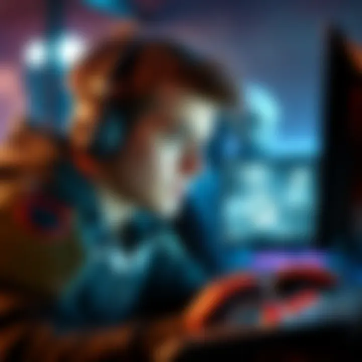 Gaming and Music Experience A gamer focused on playing Halo 2 on Heroic difficulty with headphones on, surrounded by gaming gear, as The Last Stand music plays in the background.