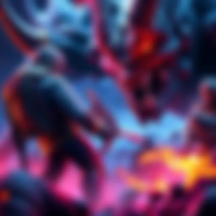 Gaming Boss Challenge A player struggling against a tough video game boss in a dramatic battle scene