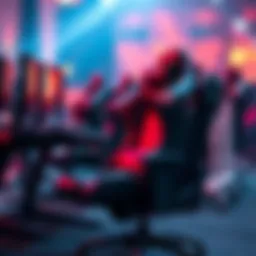 A gaming chair being used by a player during a competitive video game match, showcasing the focus and intensity of gameplay.