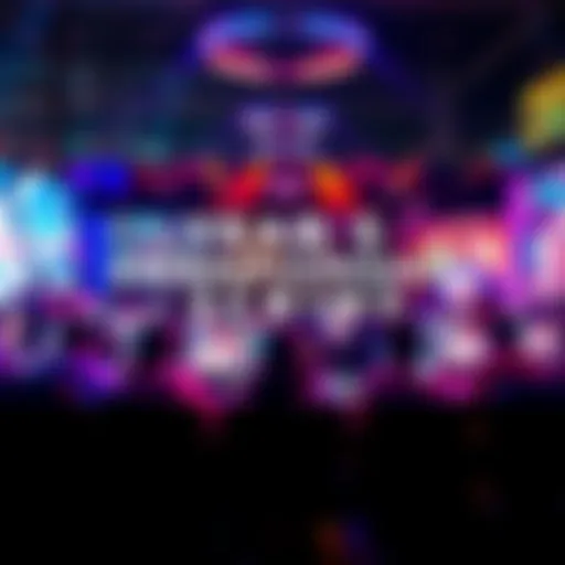 A gaming tournament scene with players competing on screens, showcasing excitement and energy in the Year 5 Championship Scrims.