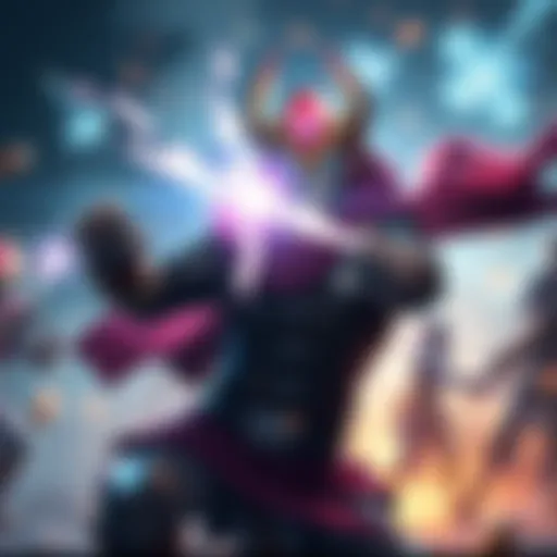 Gaming character casting an ability A gaming character in action, using a bright ability cast that lights up the battlefield, showcasing the importance of skill execution.