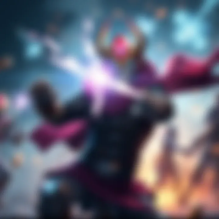 Gaming character casting an ability A gaming character in action, using a bright ability cast that lights up the battlefield, showcasing the importance of skill execution.