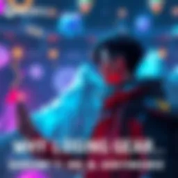 A gaming character looking at an empty inventory, reflecting on lost gear while surrounded by a colorful fantasy world