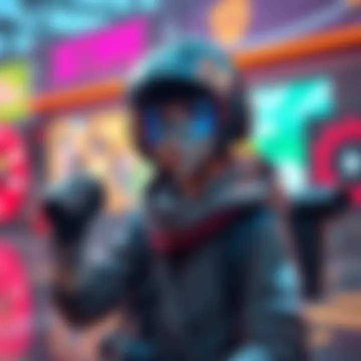 Gaming character using Photomode A gaming character posing in Photomode with vibrant visuals and dynamic background