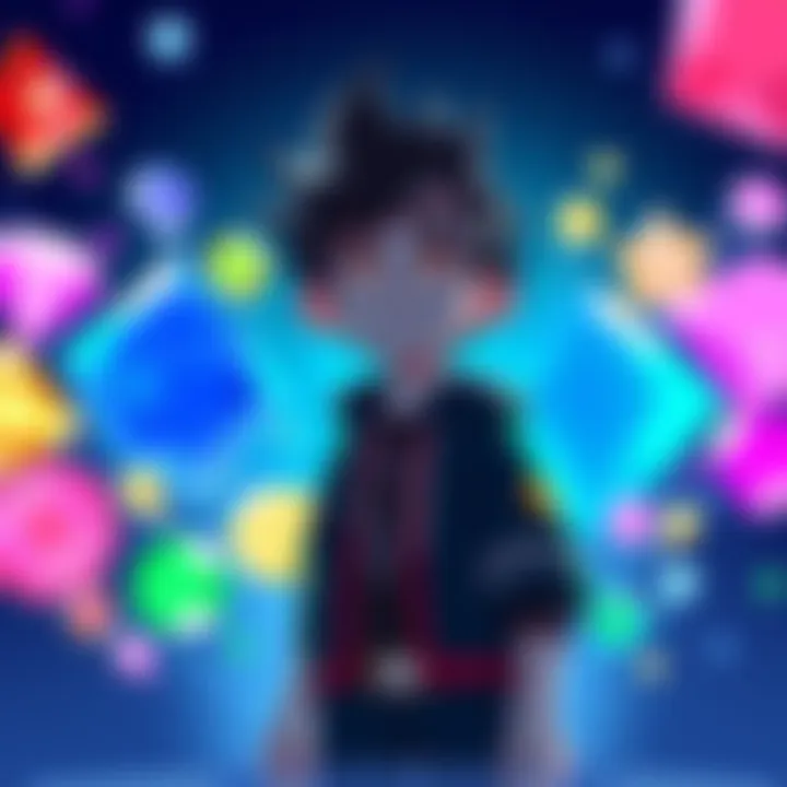 An illustration showing a game character from Multiversus alongside colorful gems inspired by Steven Universe, symbolizing the connection between the game and the show.