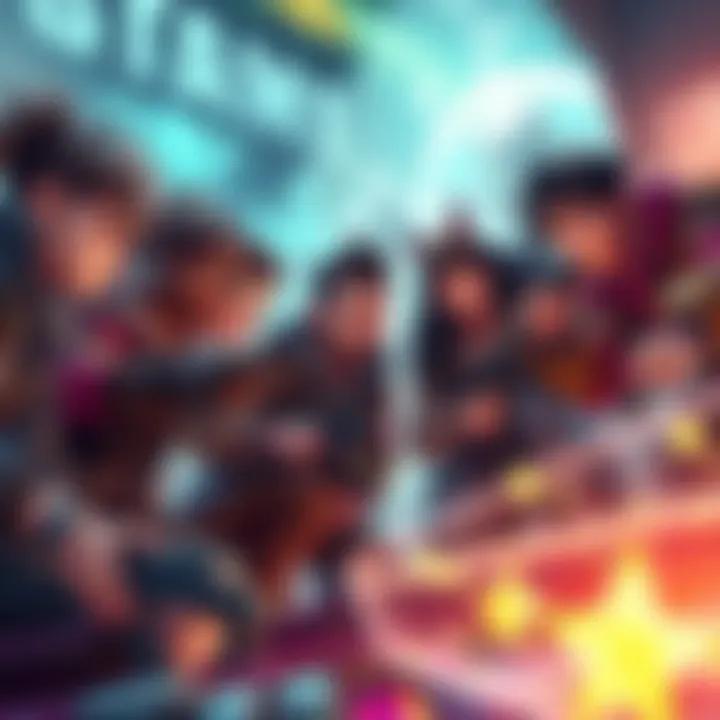 Gaming Characters in Action A group of diverse gaming characters engaged in a strategic discussion, showcasing rich narratives in a vibrant fantasy world.