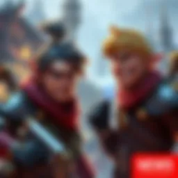 A scene showing two gaming characters, one looking annoyed and the other smirking, in a fantasy setting during a quest