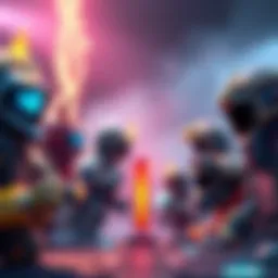 Gaming Characters Progressing A scene showing gaming characters leveling up with a progress bar, representing the debate between time and stats in hero progression.