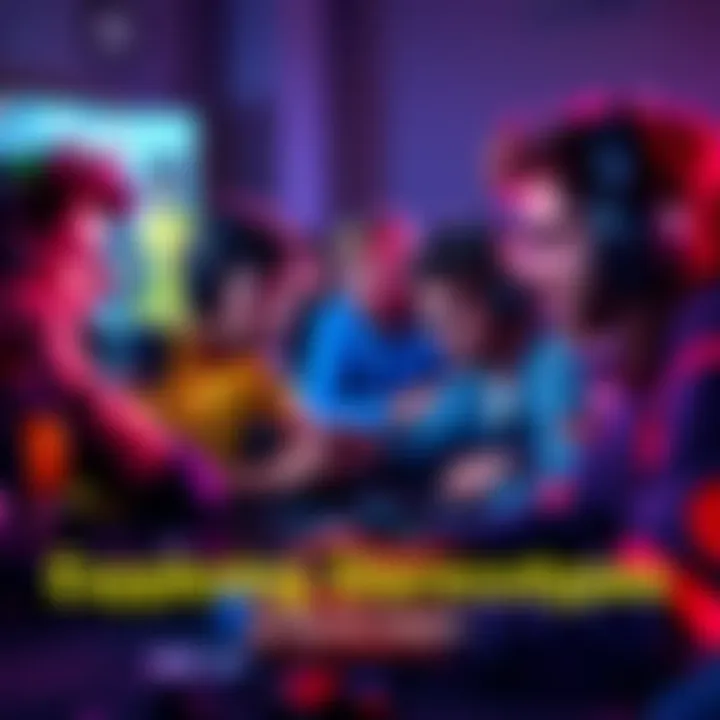 A group of players engaged in a video game, showcasing different gameplay styles typical of medium class players.