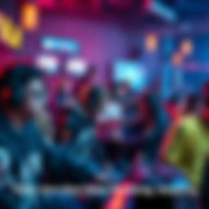 A vibrant gaming scene showing players engaged in various games, highlighting the shift from ranked systems to a more casual pub environment.