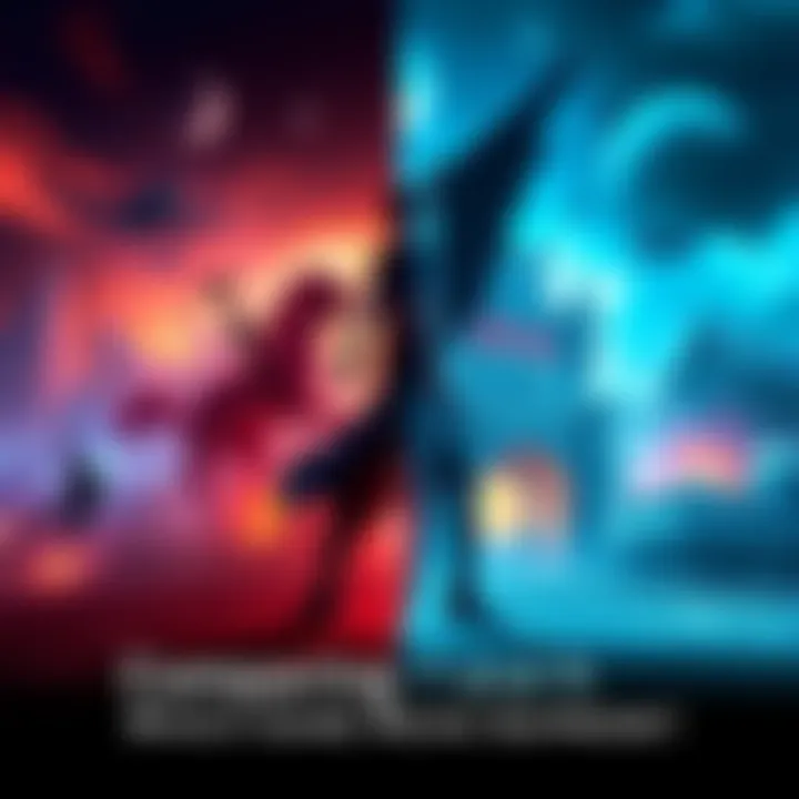 Comparison of Two Gaming Worlds A split screen showcasing iconic scenes from both games, highlighting the differences and similarities between them.