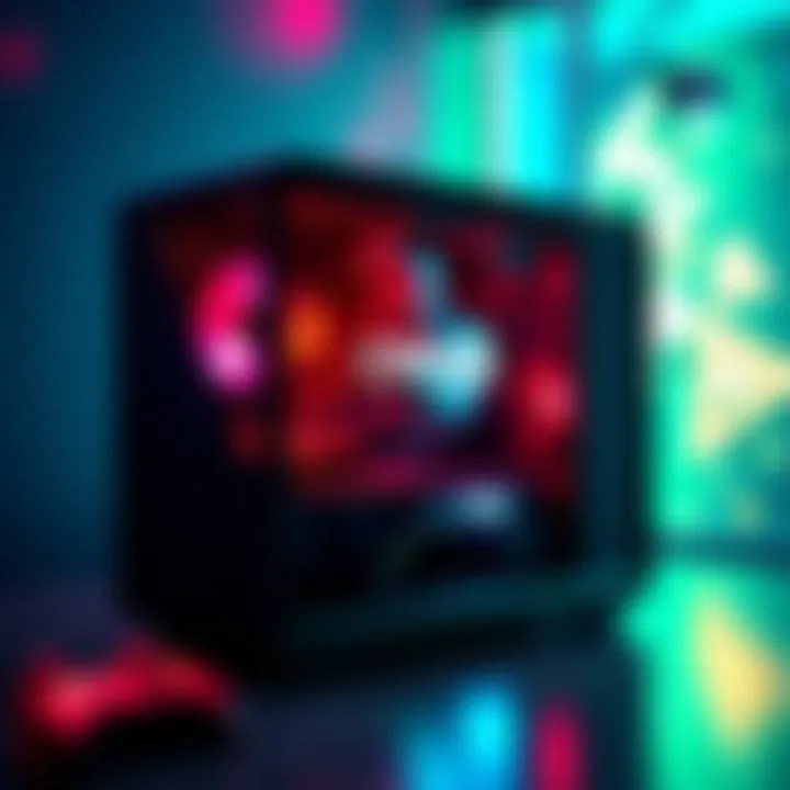 Gaming computer running Crysis A gaming computer displaying Crysis gameplay with high graphics settings
