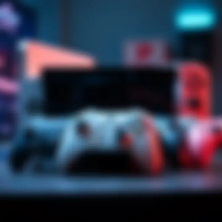A comparison of Xbox, Playstation, and Nintendo consoles with game controllers.